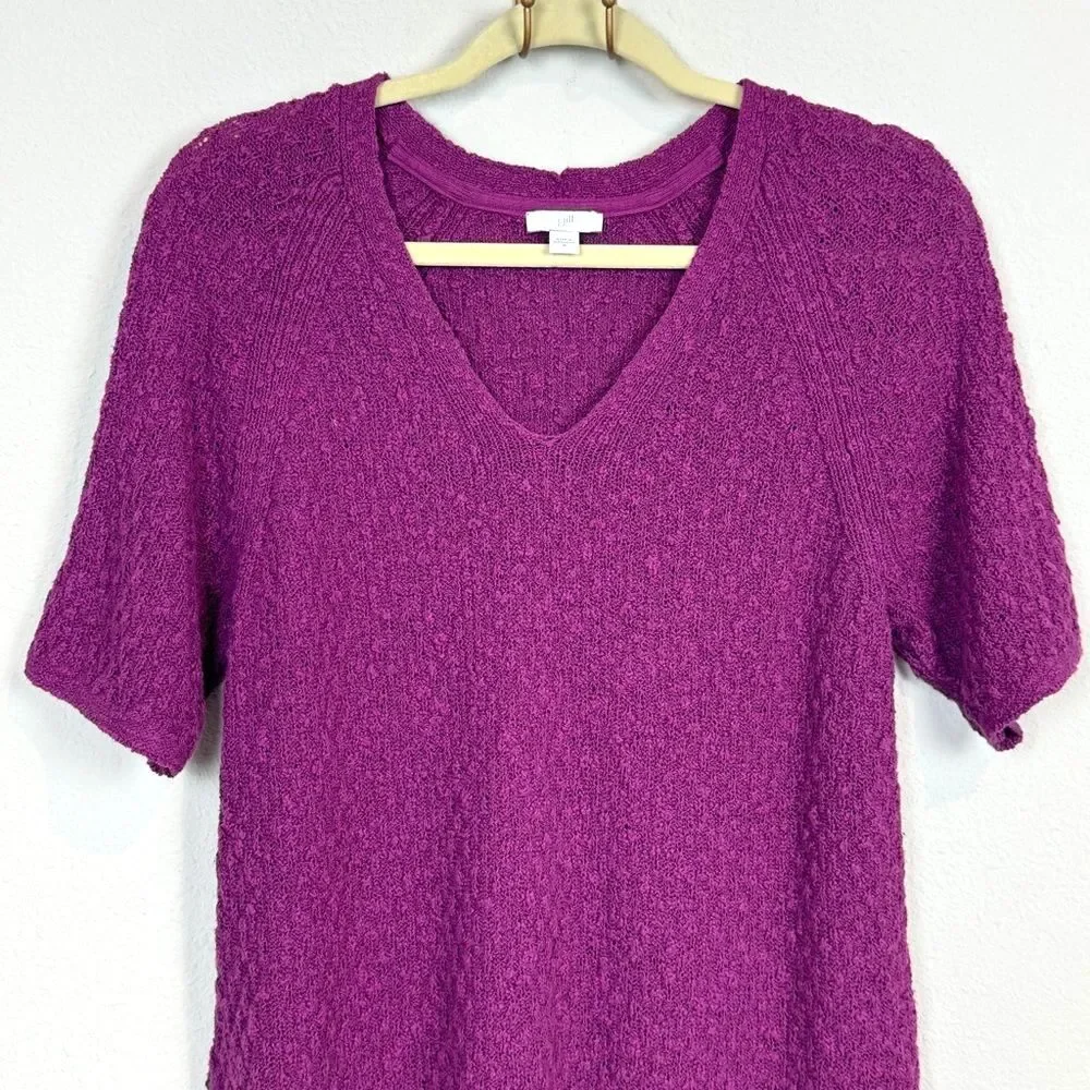 J. Jill Dimensional Short Sleeve V-neck Sweater M